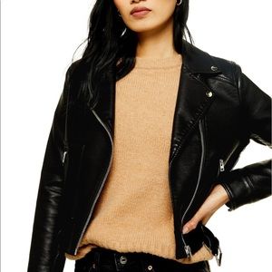 Topshop Crop Faux Leather Jacket